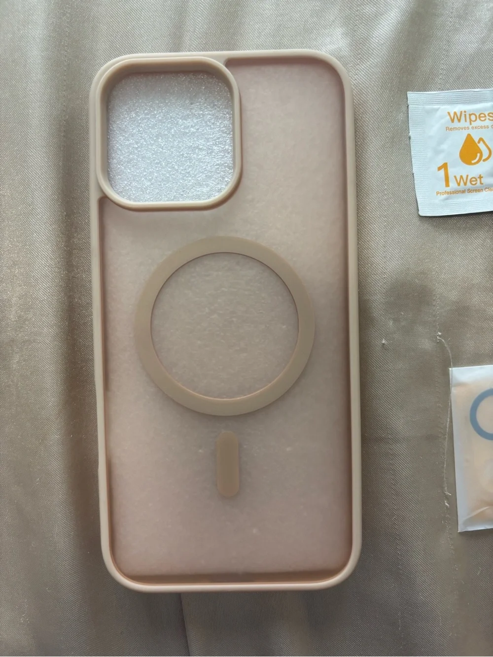 Neutral Beige iPhone Magnetic Ring Case with Camera Lens Accessories